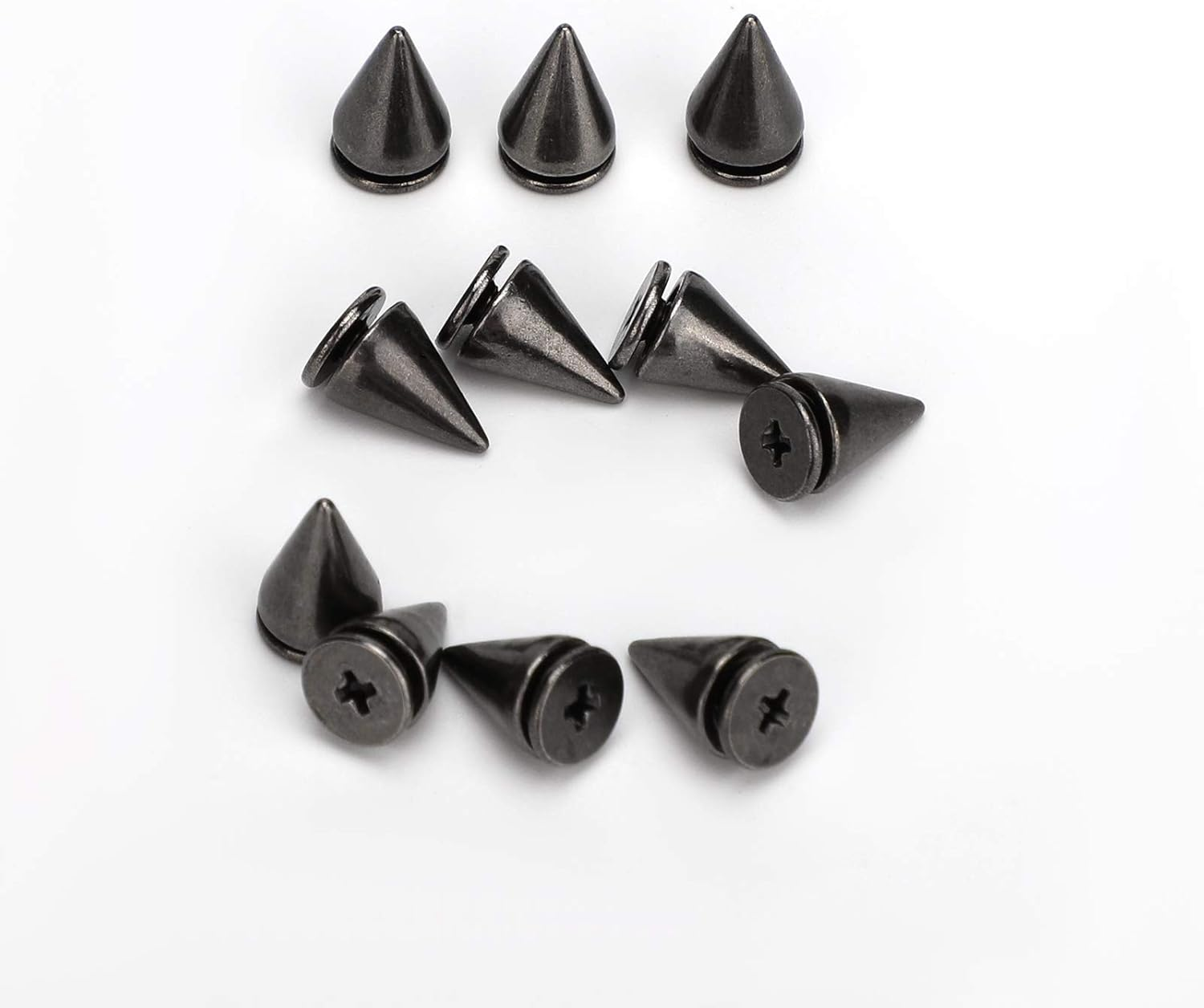 LUTER 200 Sets/Pairs 7X9.5Mm Bullet Cone Spikes and Studs Gun Metal Screw Back Studs DIY Craft Rivets Punk for Clothing Shoes Leather Belts Bag (Gun Black)