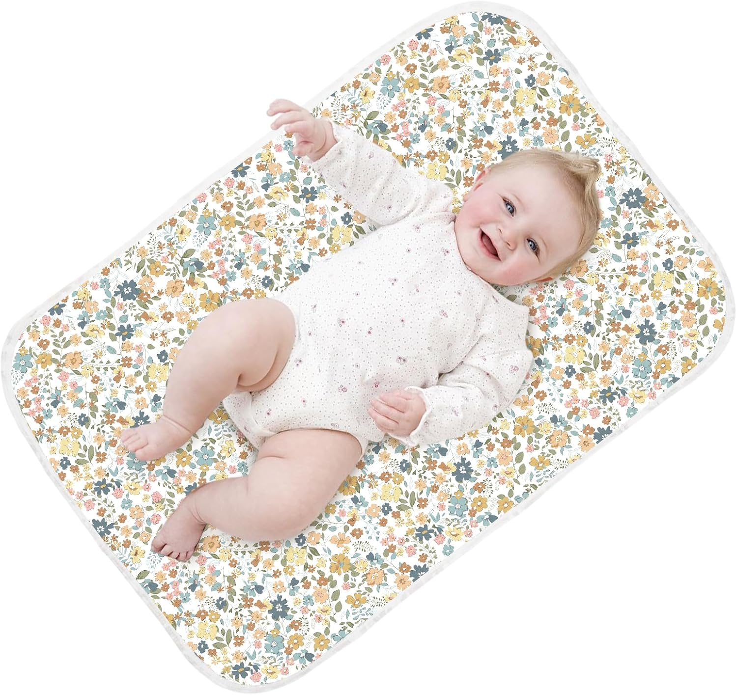 Baby Diaper Changing Pad &ndash; 31.5" X 21.5" Extra Large Waterproof Absorbent Portable Changing Mat, Reusable Changing Pad Liner for Travel or at Home Use(Floral1)