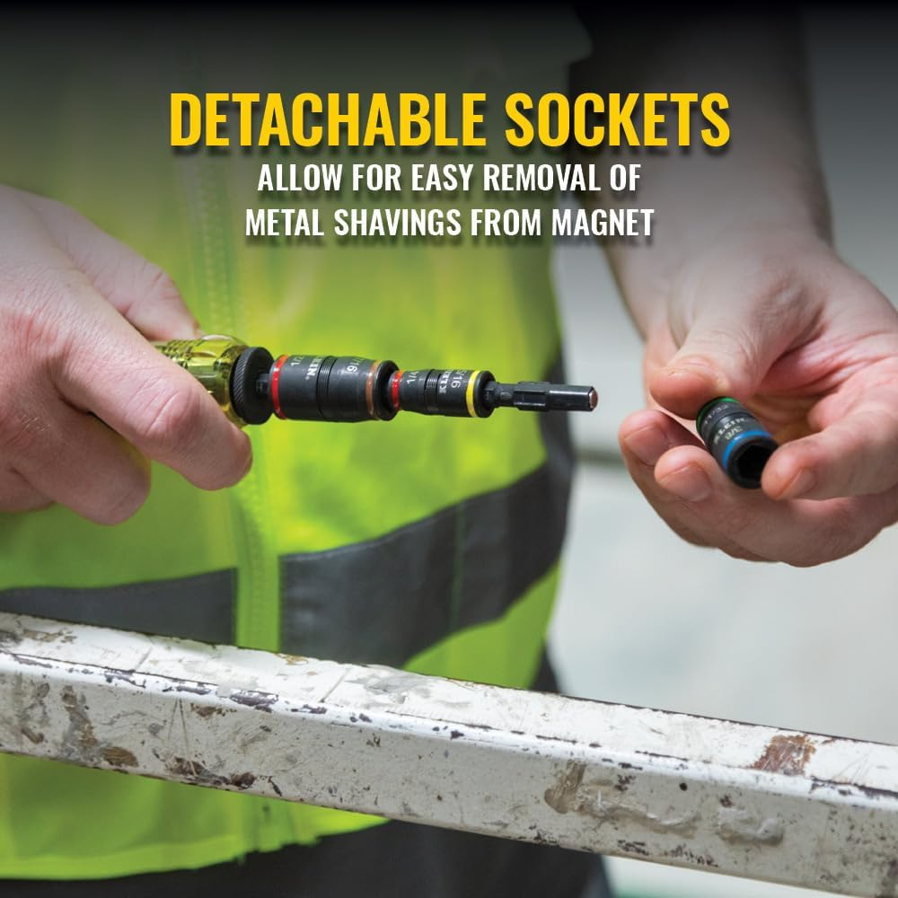 Klein Tools Impact Driver, 7-In-1 Impact Flip Socket Set with Handle, 6 Hex Driver Sizes plus a 1/4-Inch Bit Holder 32900 image number 1