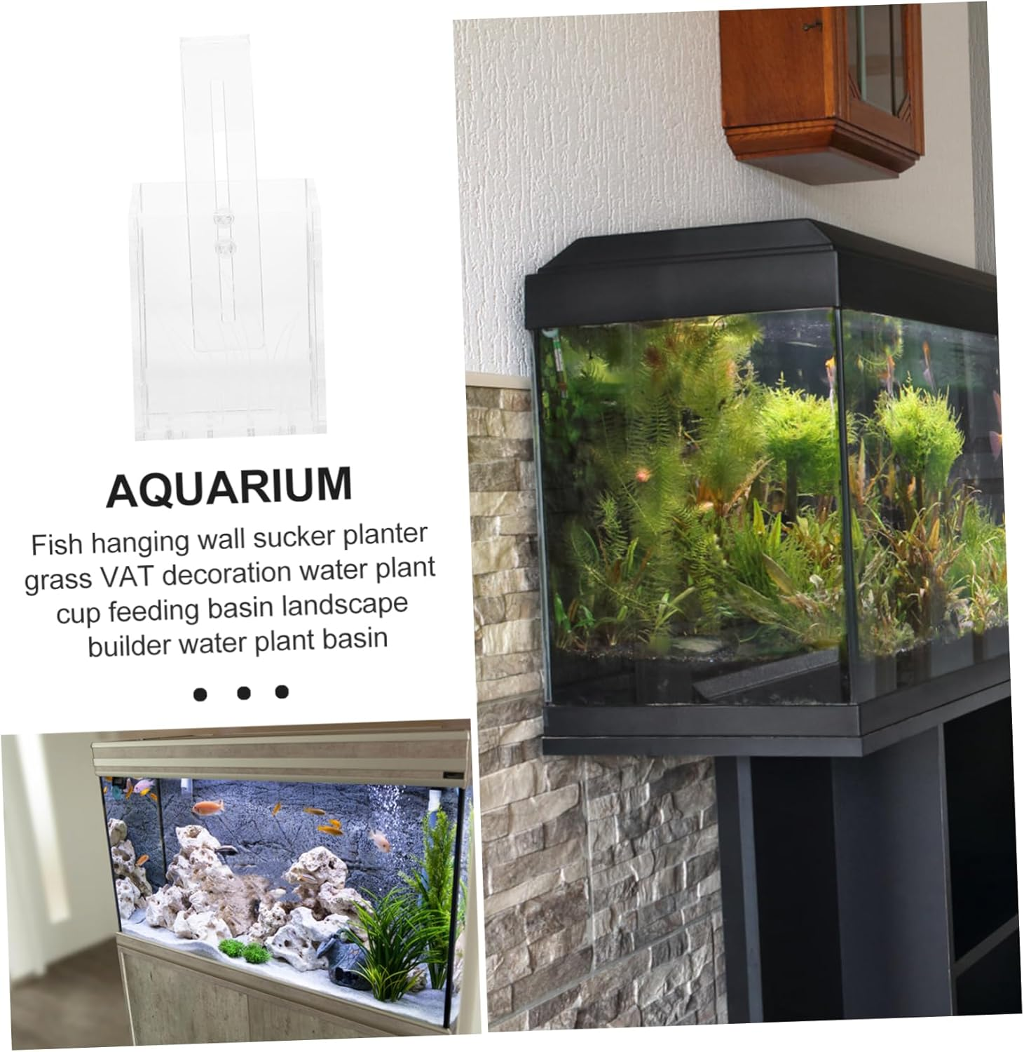 HANABASS Acrylic Aquarium Fish Tank Planter with Hook Small Hanging Water Plants Holder Creative Submersible Planting Cup for Hydroponics and Aquatic Pets image number 3