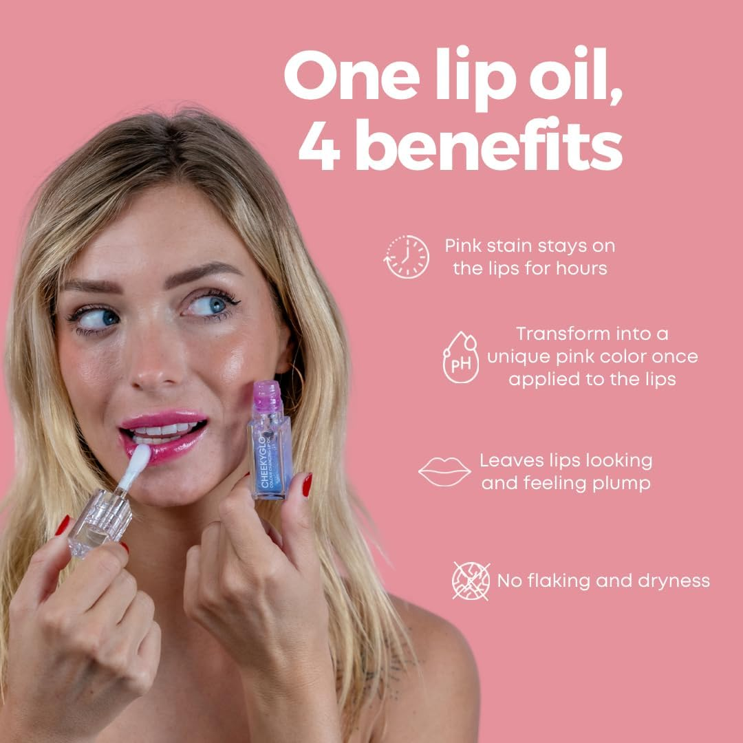 Cheekyglo Colour Changing Lip Oil (Candy) | Ultra-Hydrating & Moisturizing | Magic Lip Gloss | Juicy & Glossy Lips | Non-Sticky Feel | Transfer Proof | 12Hr Lip Stain | Candy Scented | Colour Changing Technology image number 2