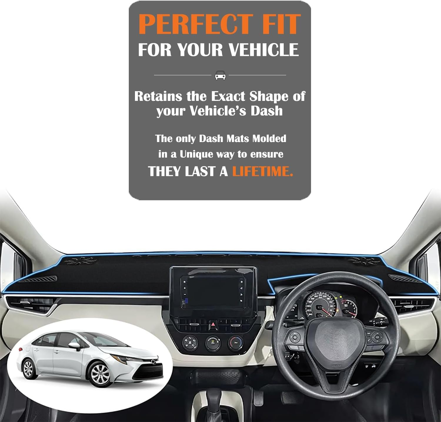 Evervenz Dash Mat for Toyota Corolla 2019 2020 2021 2022 2023 2024 2025(Not Suits Corolla Cross) Flannel（With HUD） Dash Cover Dashboard Cover Corolla02 image number 4