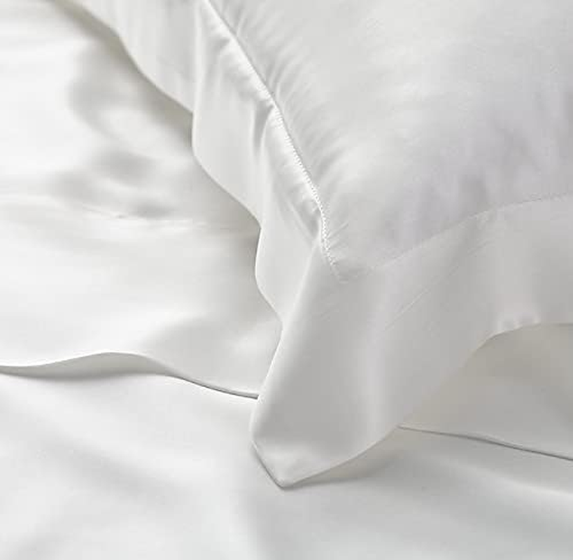 Reliable Bedding 100% Pure Silk Satin Sheet Set 7Pcs, Silk Fitted Sheet 15'' Deep Pocket,Silk Flat Sheet,Silk Duvet Cover & Pillowcases Set !!! Cal-King, Dark Ivory image number 2