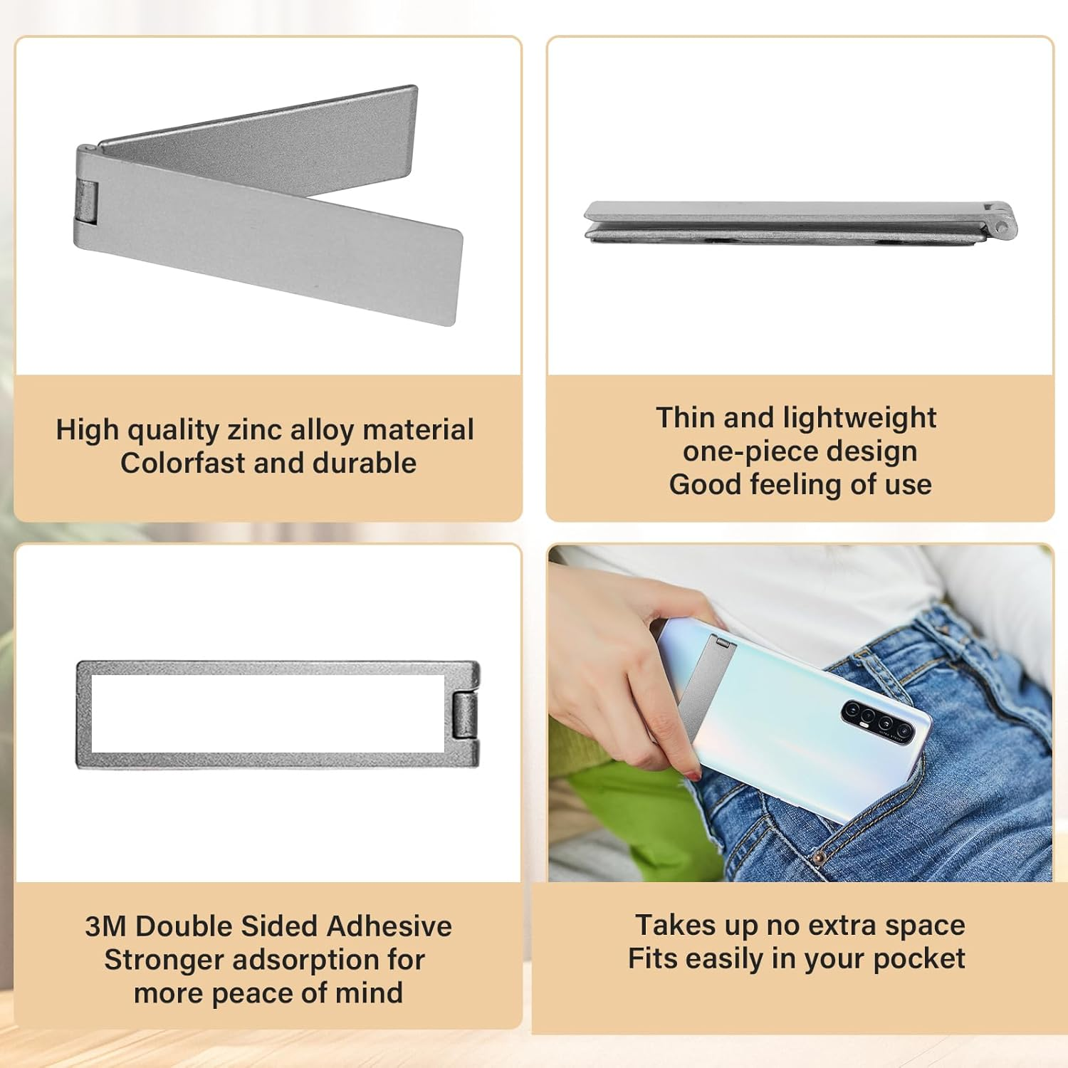 360&deg; Rotating Metal Phone Stand &ndash; Adjustable Height Desktop Holder, Non-Slip Foldable Base for All Iphones/Samsung, Vertical & Horizontal Viewing (Portable Desk Accessory) image number 2