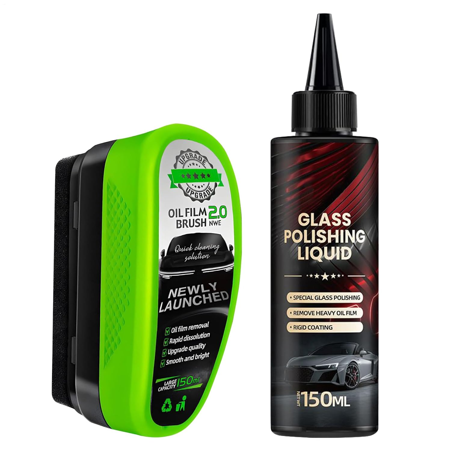 Oil Film Cleaner Agent - Automotive Glass Detailing Cleaner with Brush | Oil Film Stain Removal Long-Lasting Vehicle Maintenance Solution for Rain Marks Bird Droppings Stickers image number 1