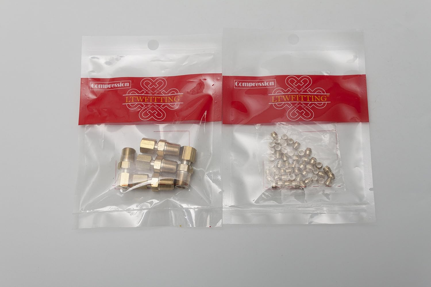 LTWFITTING 1/8-Inch Brass Compression Sleeves Ferrule with 1/8-Inch OD X 1/8-Inch Male NPT Compression Connector Fitting (Pack of 55)