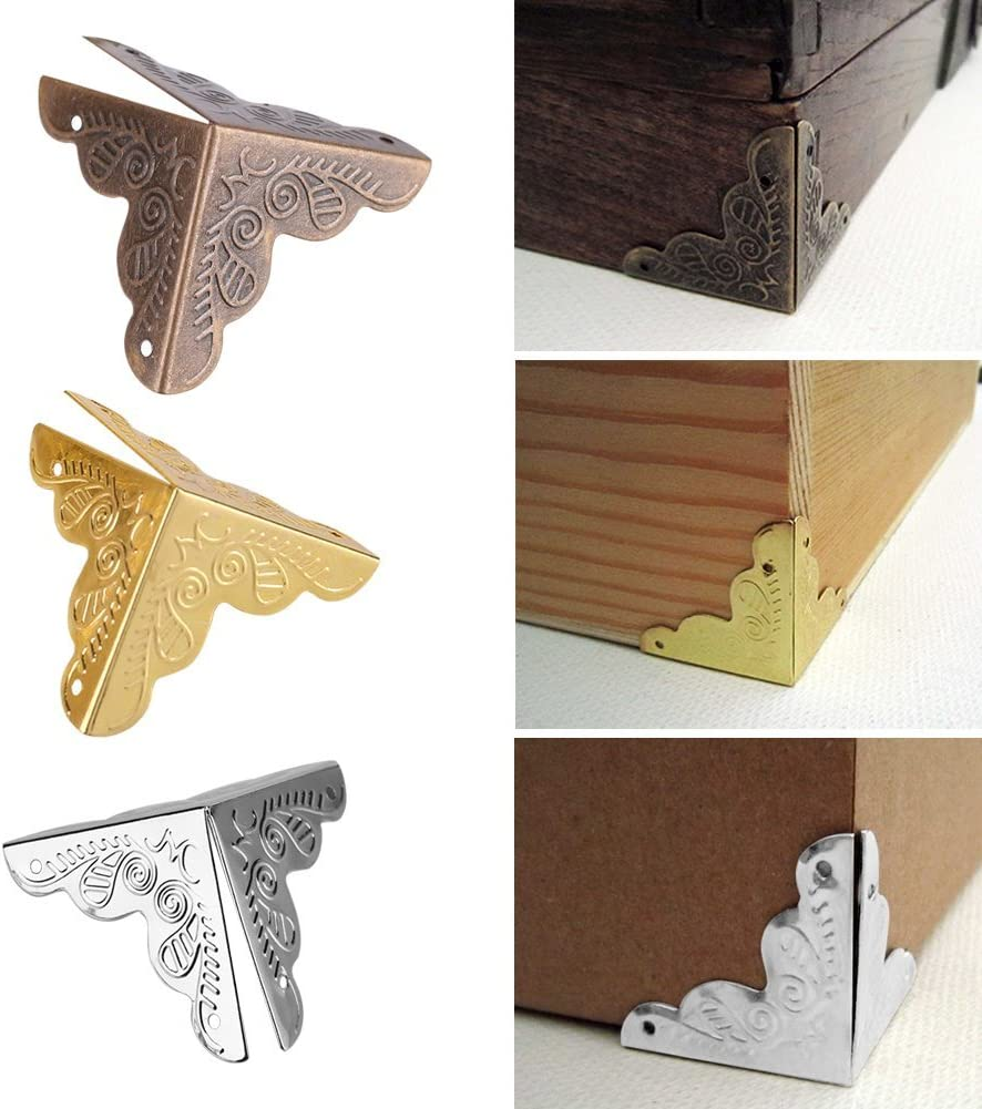 12 Pack Vintage Metal Corner Protectors, 24Mm Bronze Iron Decorative Guards with Screws for Wooden Cabinet, Box, Furniture image number 5