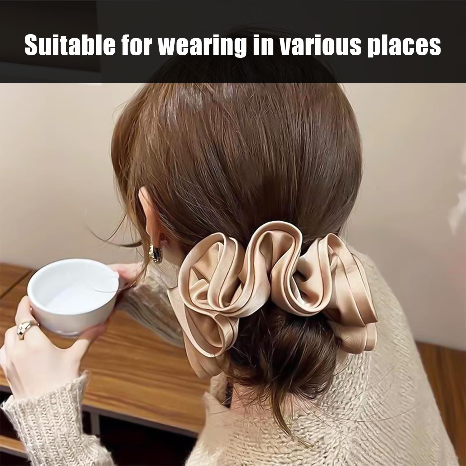 Pack of 4 Large Women'S Hair Bobbles - Elastic French Hair Bobbles Suitable for Masquerades, Parties, Birthdays and Everyday Wear