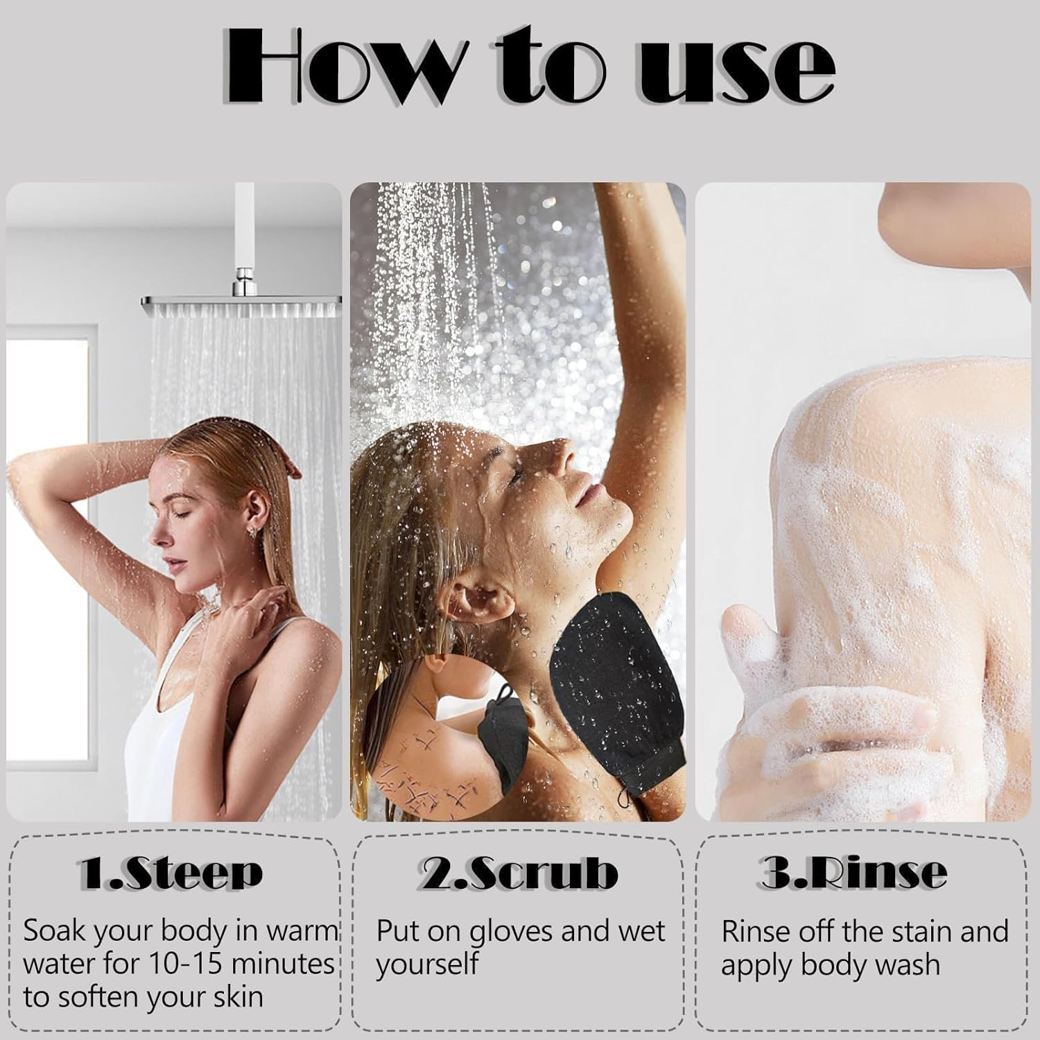 2Pc Ultra Thin Version Exfoliating Glove-Remove Unnecessary Dead Skin and Exfoliator（White） image number 6