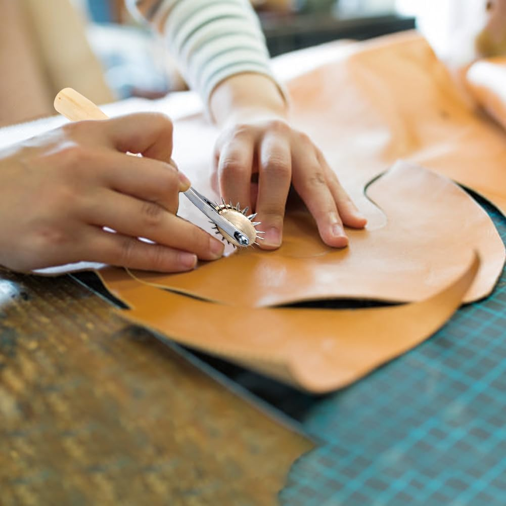 3 Pcs Tracing Wheel Sewing Patterns Tool, Needle Point Tracing Overstitch Wheel, Pounce Wheel, Rotary Perforation Cutter, Professional Stitch Marking Spacer, for Leather Paper Cloth Arts DIY Crafts image number 5