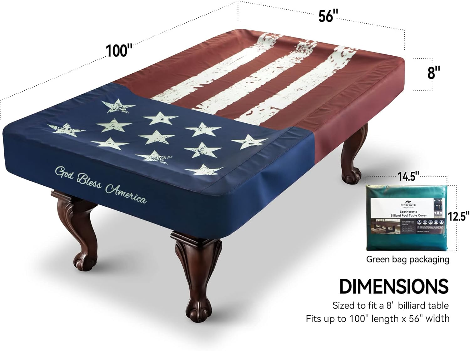 BEARCOVER Pool Table Cover, Waterproof Indoor/Outdoor Heavy Leatherette Pool Table Accessories, Billiards Accessories for Protecting Felt, 7/8/9 Feet Fitted Billiard Covers Red & Blue(8Ft/Og.) image number 4