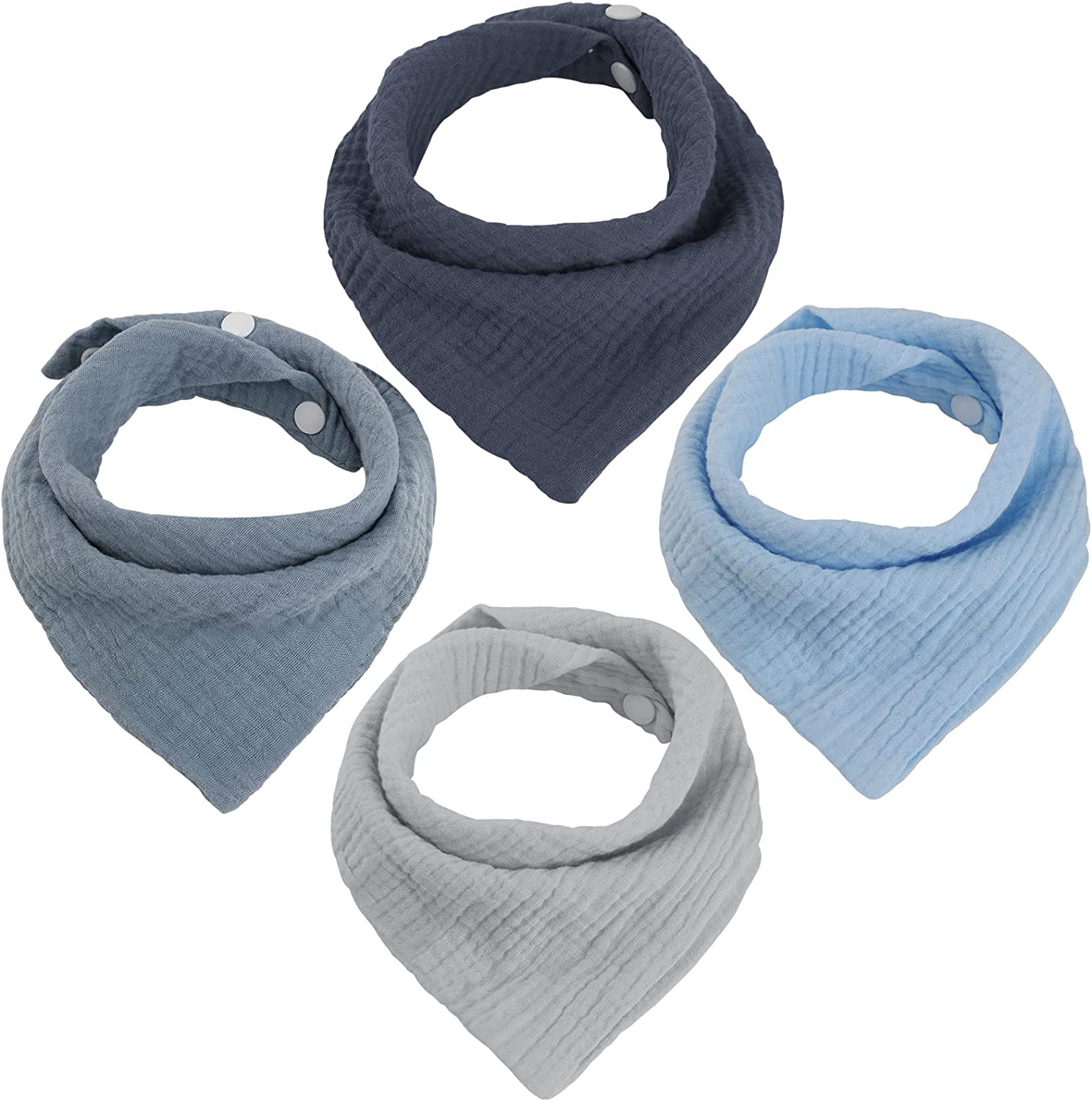 WD&CD Baby Bandana Drool Bib (4 Pack) Adjustable Absorbent Soft Snap Drool Bibs for Baby Girls and Boys