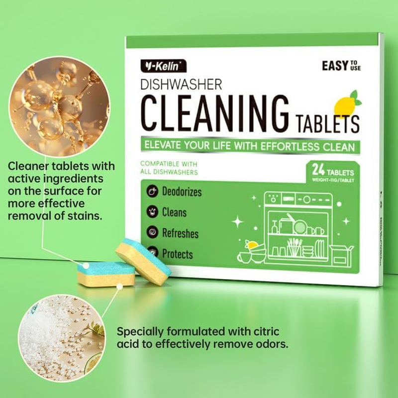 Y-Kelin 24 Pack Dishwasher Cleaning Tablets Cleaner for Dishwasher Limescale Remover image number 5