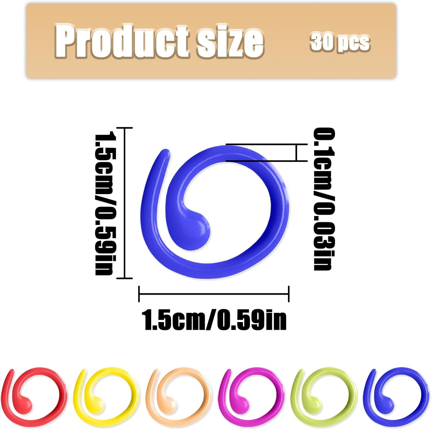 TEAONE Knitting Split Rings, 30 PCS Metal Stitch Marker Rings for DIY, Sewing Tool Accessories (Colorful) image number 2