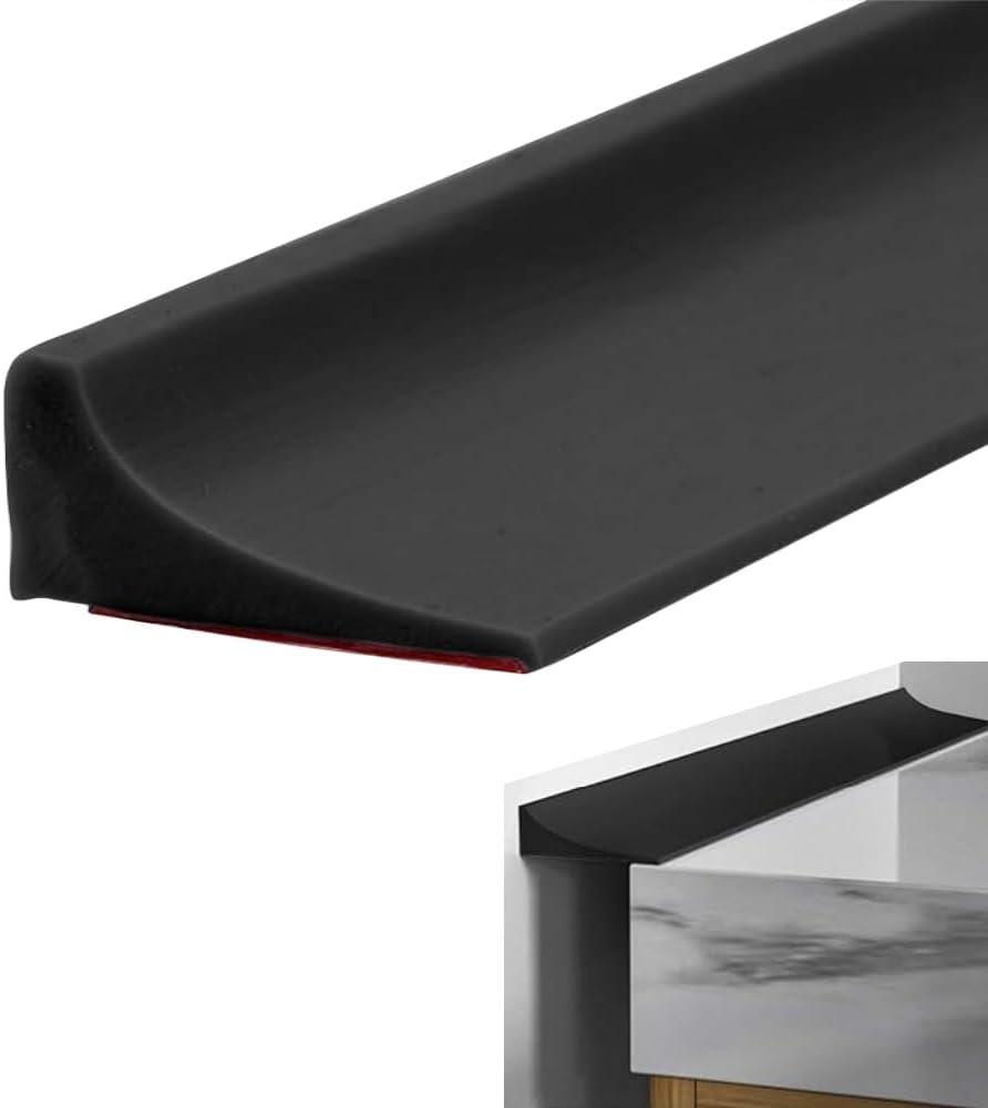 79Inch Silicone Collapsible Water Dam, Streamlined Water Flow Self-Adhesive Silicone Water Barrier, High 1.2Cm Collapsible Water Guard for Kitchen Countertop Bathroom Floor Bathtub (Translucent)