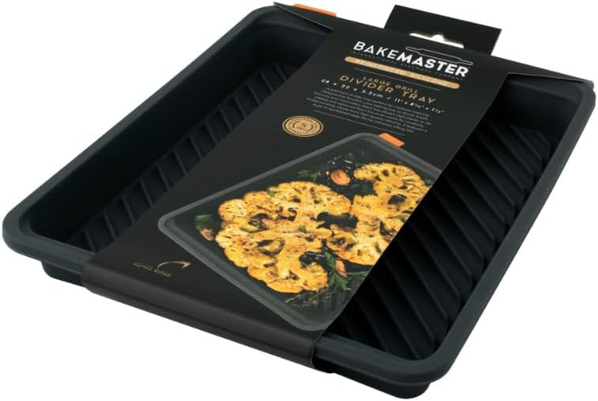 Bakemaster Large Grill Silicone Oven Divider Tray, 28 X 22 X 3.5 Cm, Grey