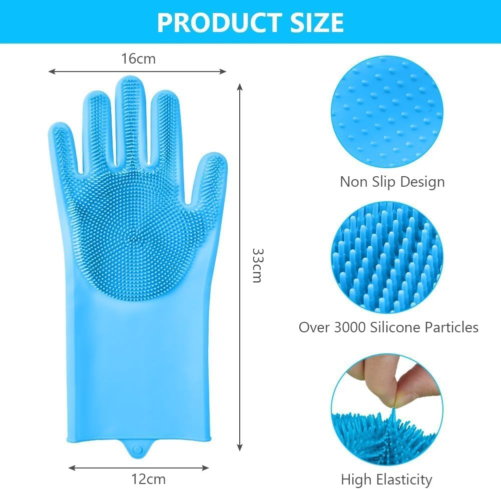 Pet Grooming Gloves + Detangling Comb Set - 5 Finger Massage Mitt for Bathing/Shedding | Gentle Brush for Dogs Cats Rabbits Horses (Enhanced Grip) image number 3