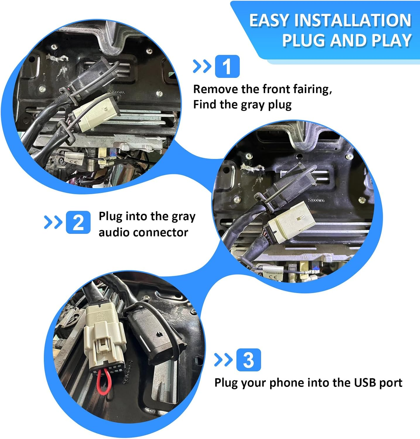 Wsays Carplay Jumper Compatible with Harley Davidson Road Glide or Street Glide with Boom GTS Radio 2019-2023 image number 4