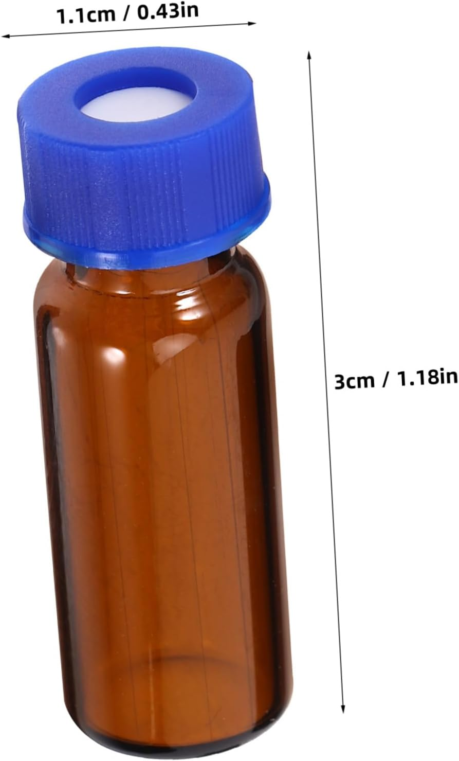 FUNOMOCYA 2Ml Amber Glass Vials Caps 100-Piece Set Brown Sampling Bottles for Laboratory Use Small Glass Jars for Essential Oils Travel-Friendly Storage image number 5