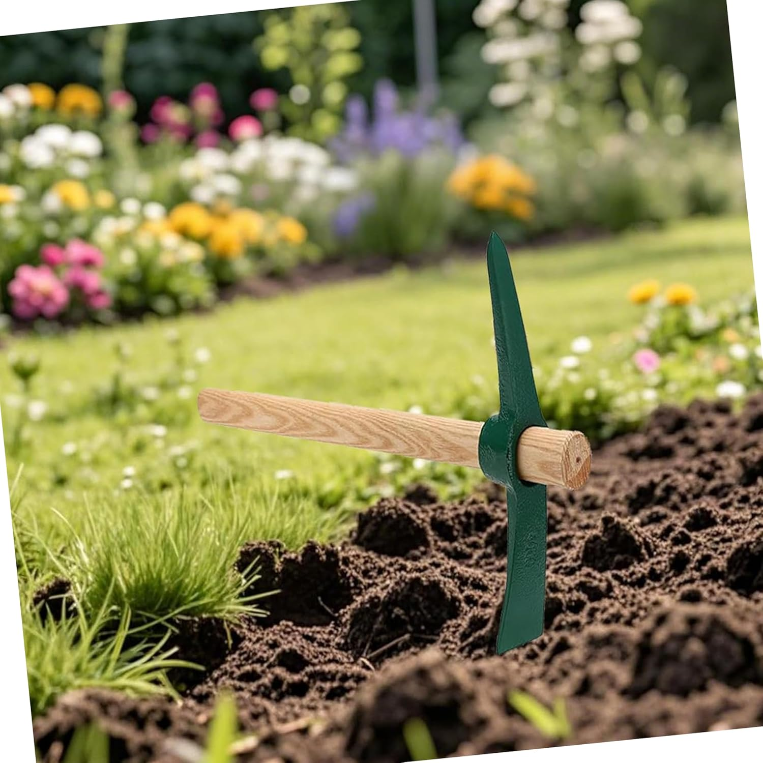 Sturdy One-Piece Cast Iron Garden Hoe Pickaxe - Forged & Heat-Treated for Weeding, Gardening, Camping, Hiking & Outdoors image number 1