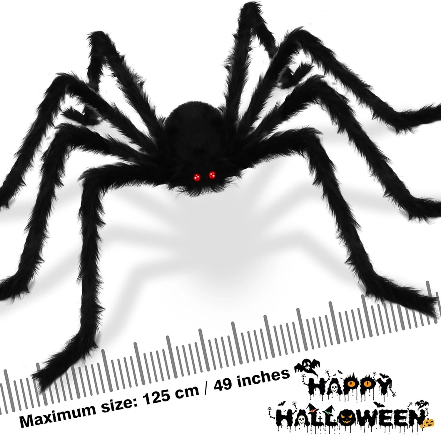 Halloween Spider Web & Giant Spider Decorations,Lifelike Hairy Spider Stretchable Web, All-Weather for Porch/Yard/Living Room, Complete Set with Installation Accessories