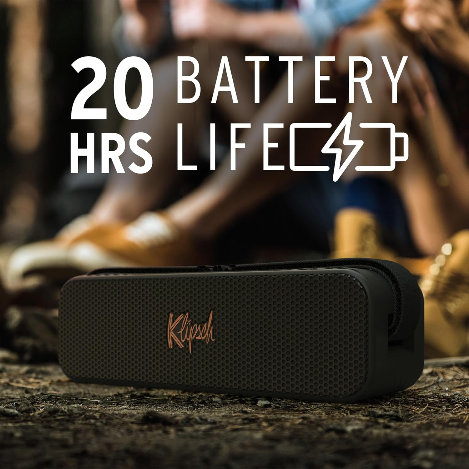 Klipsch Detroit Portable Bluetooth Speaker with Two 1" Tweeters, 3" Woofers, IP67 Waterproof and 20 Hour Battery Life Live Concert Experience.Color: Black image number 6