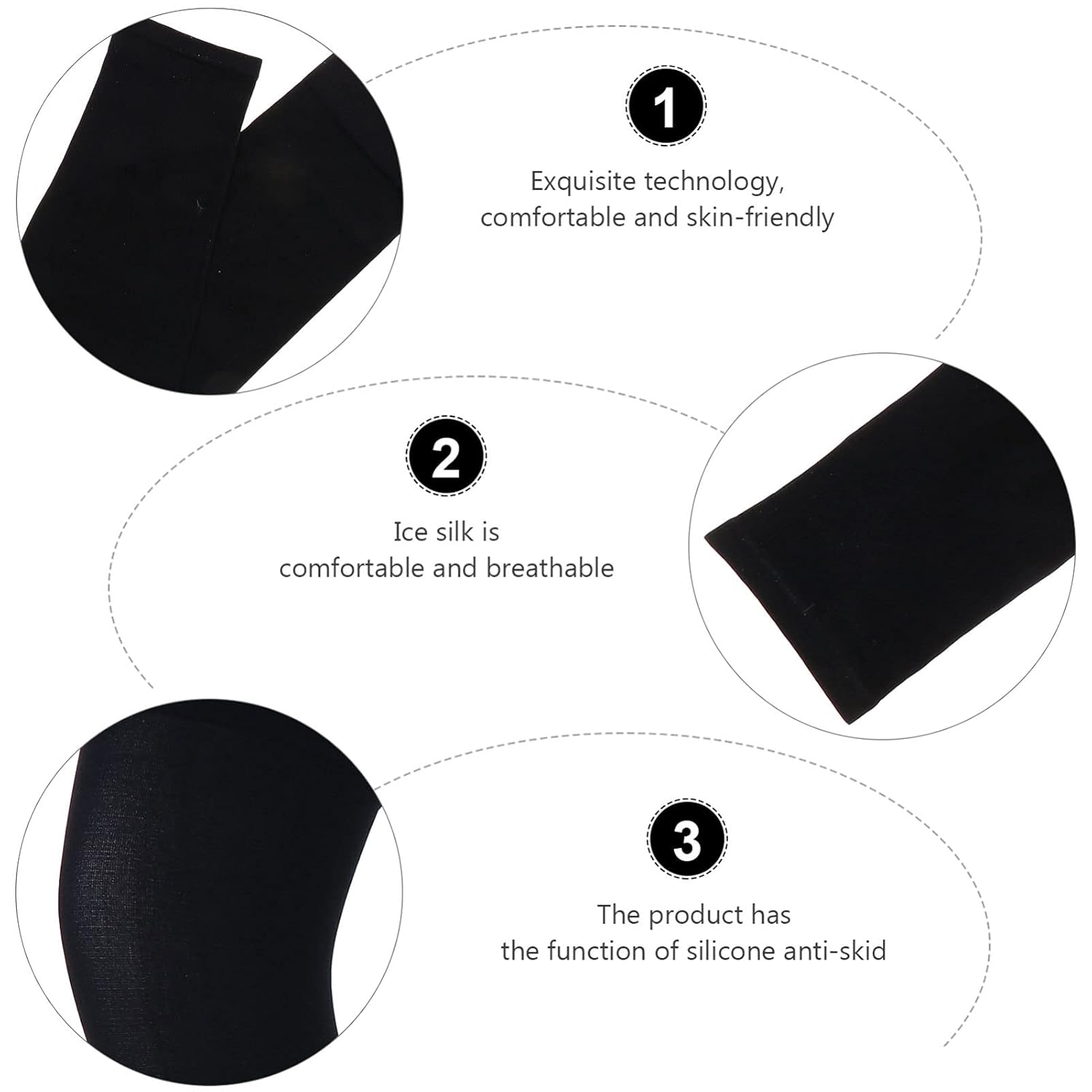 Healeved 2Pcs Sun Protection Cooling Leg Sleeves, Ice Silk Uv Protection Leg Covers for Outdoor Sports, Cycling, Running, Hiking, Black image number 4