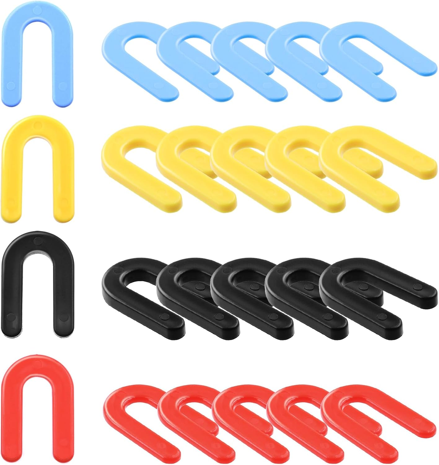 Rustark 200Pcs 4 Sizes Plastic Shims U Shaped Horseshoe Shim Tile Spacers Assortment Kit Black 1/4Inch, Yellow 3/16Inch, Red 1/8Inch, Blue 1/16Inch image number 5