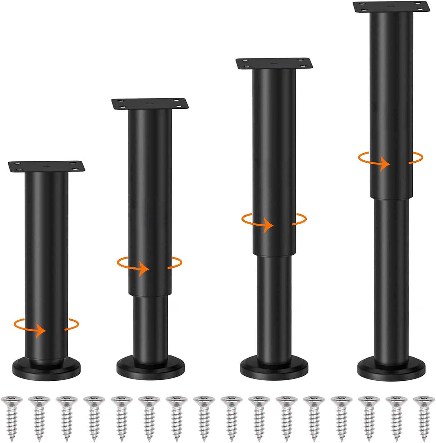 4 PCS Metal Adjustable Furniture Legs 25-42 Cm, Sofa Legs Cabinet Legs Adjustable Height Replacement Support Legs for Bed/Couch/Dresser/Chair/Coffee Table, Legs for Furniture Set of 4-Black image number 5
