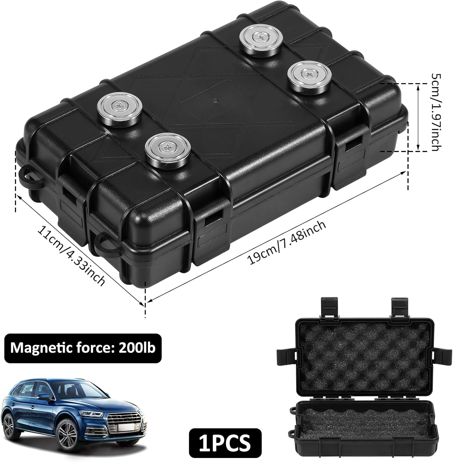 Magnetic Key Box under Car Vehicles, Hide a Key Magnetic under Car Key Holder Spare Key Hider, Waterproof Hidden Key Holder Case for Outdoor Travel, Magnet Key Box under Car