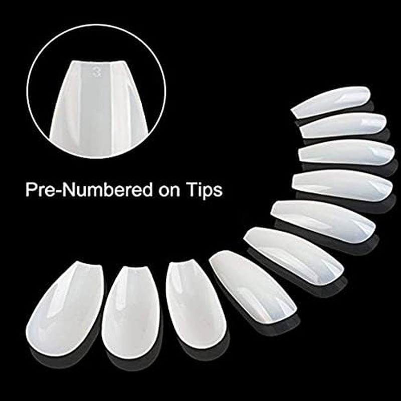 500 Pieces round Ballerina Full Cover Nails (Natural) with Storage Box and 2G Glue, Beauties Factory Natural Ballet False Nail Tips in 10 Sizes (Size 0-9) for Nail Salons DIY Extensions Design image number 4