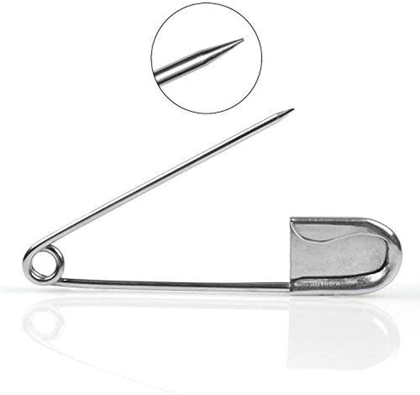 Tool Gadget Large Safety Pins, 5 Inch Safety Pins, 10 PCS Stainless Steel Safety Pins Large, Silver Huge Strong XL Safety Pins, Extra Large Laundry Pins for Blankets, Heavy Laundry, Upholstery(5") image number 2