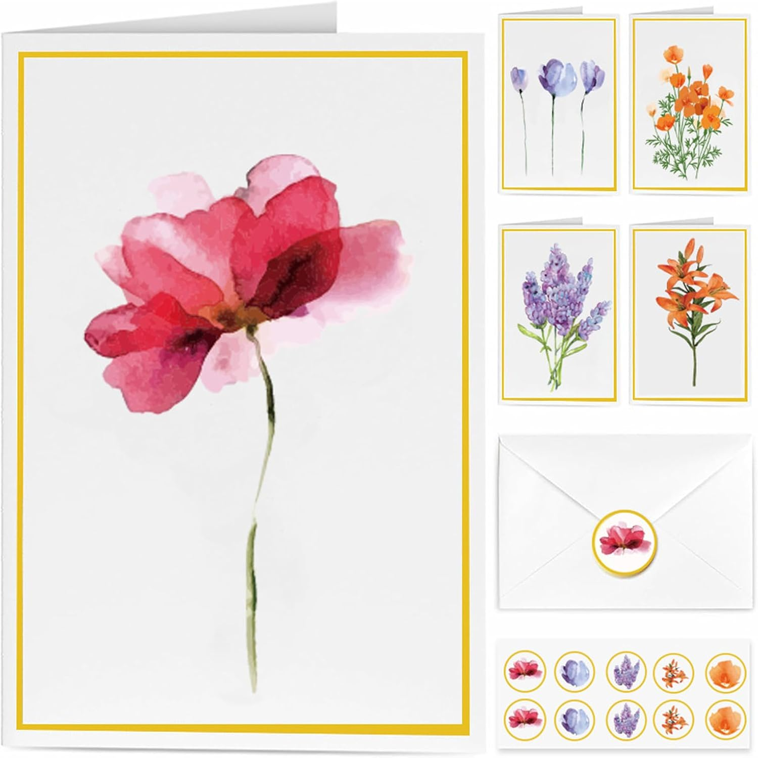 Blank Cards and Envelopes Set，20 PCS Blank Greet Card ，Floral Design Blank Greeting Cards，Suitable for All Occasions with Blank Cards 4&Prime; X 6&Prime; image number 4