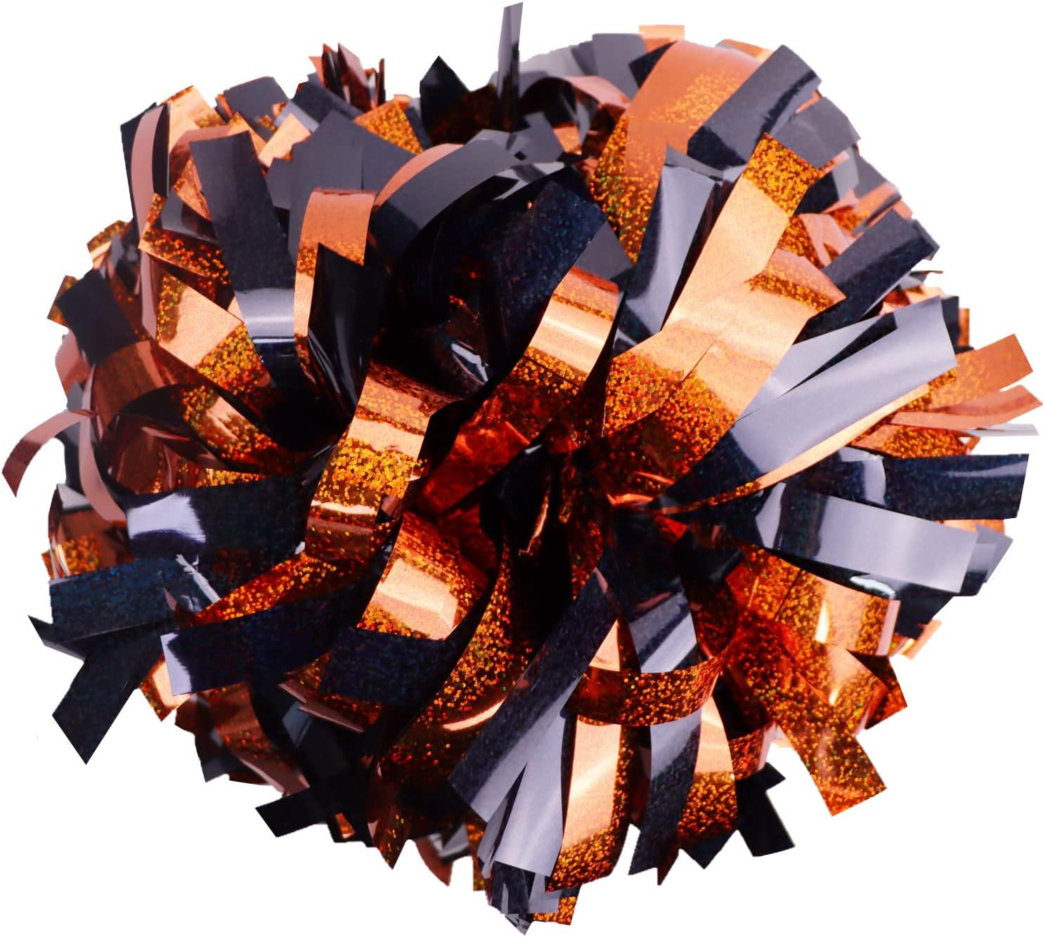 Gbateri 2 Pack 6 Inches Metallic Holographic Cheerleading Pom Poms with Baton Handle, Cheerleader Poms Cheer Pom Pom, Cheering Pom Poms for Team Spirit Sports Dance Party Kids Adults