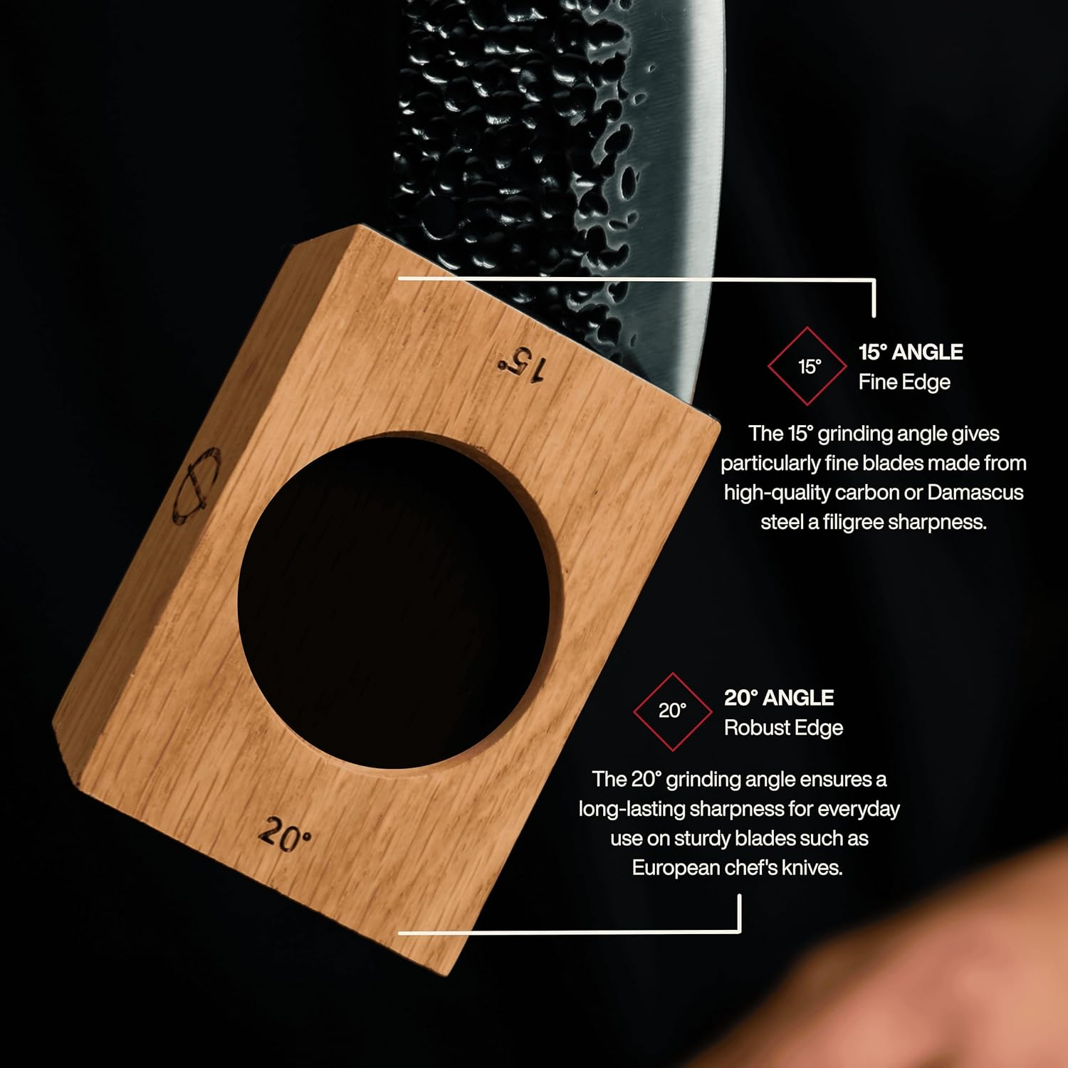 Oakstone Rolling Knife Sharpener Set - 400 & 1000 Grit Diamond & Ceramic Discs, 15&deg;/20&deg; Magnetic Angles, Manual Sharpening Kit for Kitchen & Camping Chef Knives, Home Gadgets & Gifts for Chefs image number 5