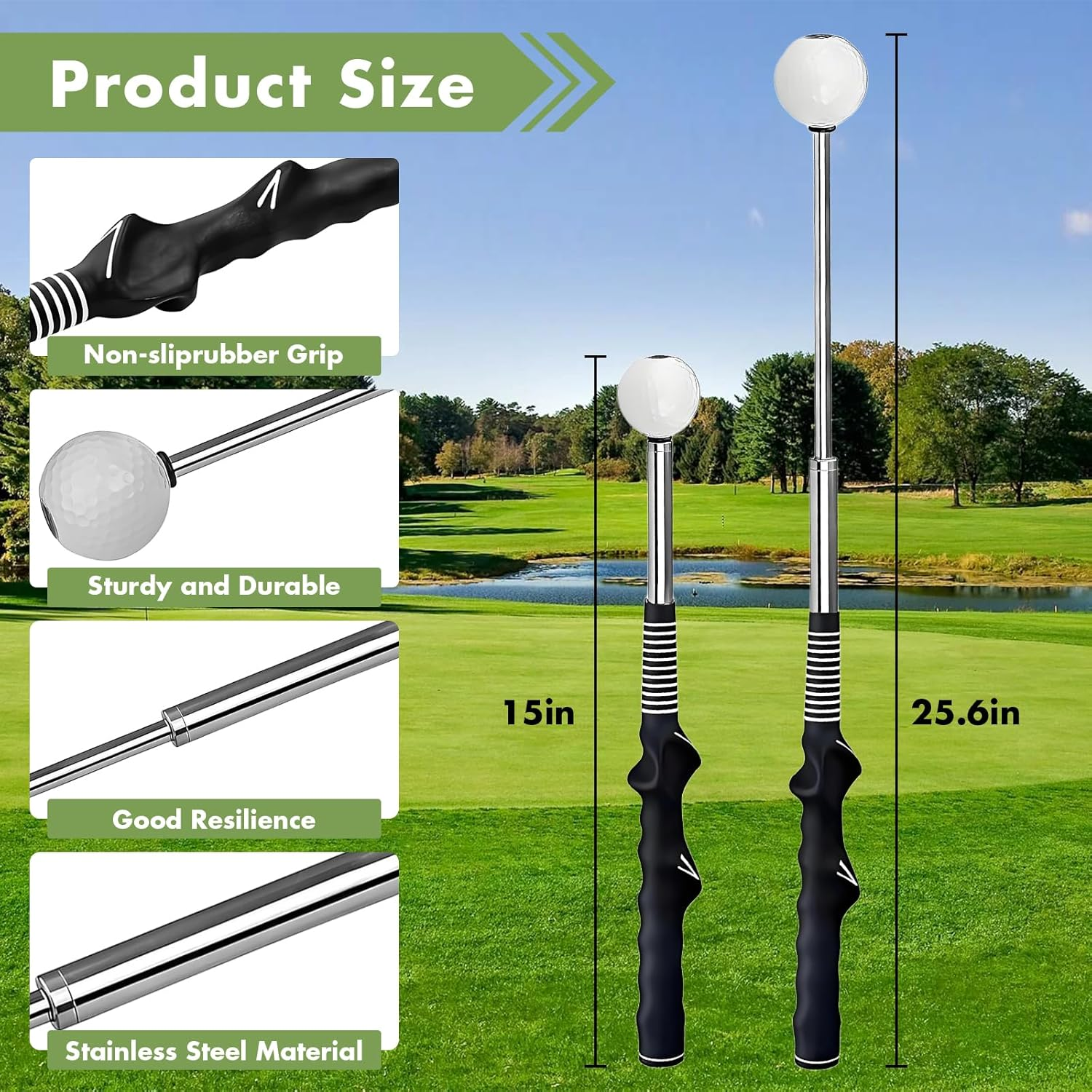 Retractable Golf Swing Training Aid, Portable Golf Training Aid, Golf Grip Trainer, Golf Equipment Suitable for Beginners, Suitable for Indoor and Outdoor image number 2