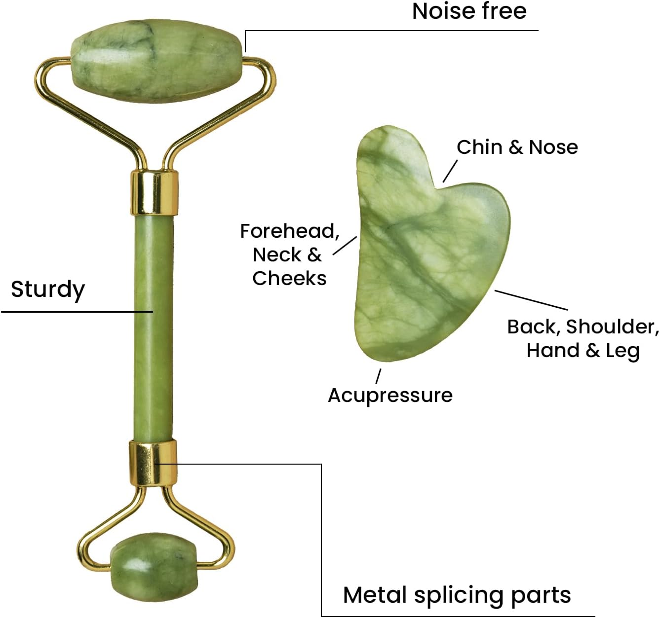 Aayuleubeda Badi Care ABC Face Roller & Massager Anti-Aging Facial Roller Natural Green Jade Beauty Massager Tool Skin Tool for Face Neck Eye to Reduce Wrinkles and Relax Body Muscles (Stone Roller) image number 1