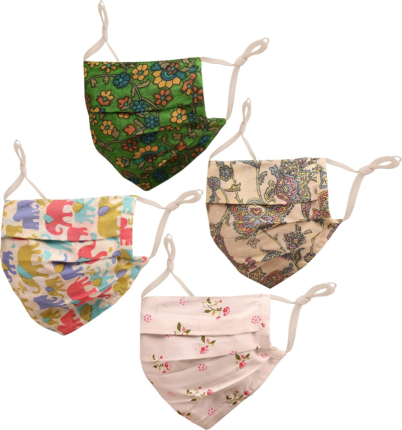 Touchstone Floral Fabric Adjustable Filter Pocket Nose Bridge Double Layer Anti-Pollution Smog Smoke Cold Cough Protective Cotton Face Mask Reusable Washable for Men, Women.