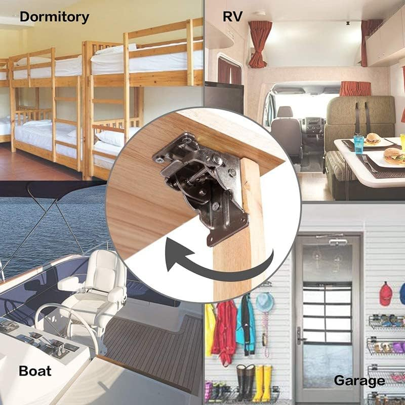 4 * 90 Degree Folding Table Leg Brackets Self Lock Foldable Hinge DIY Heavy Load, Cold Rolled Plate Construction, 2.68X2.48 Inch image number 6