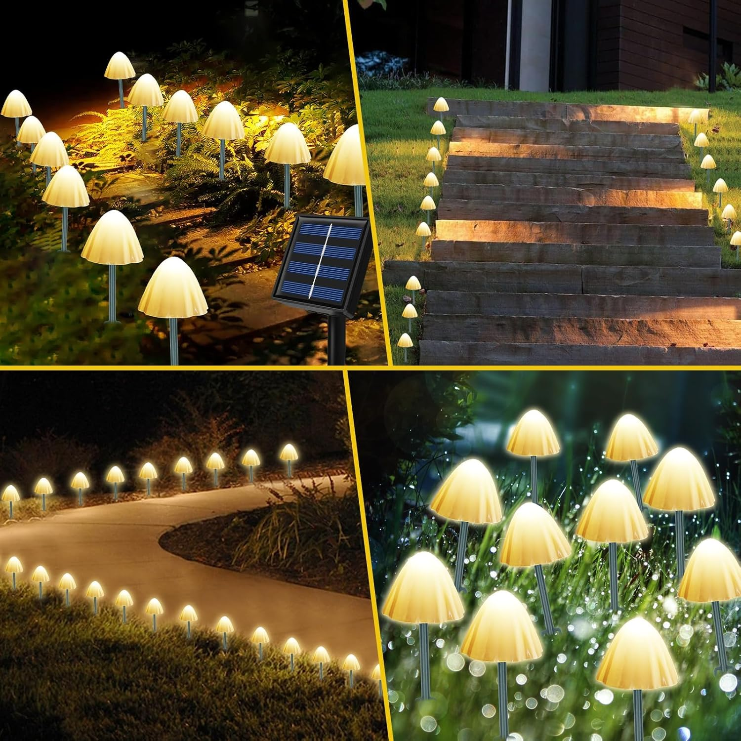 Ninonly Solar Mushroom Lights - 5M 20 LED Garden Lights Outdoor, 8 Modes Waterproof Fairy Ornaments, Pathway Decoration for Path, Lawn, Yard, Landscape Decor image number 2
