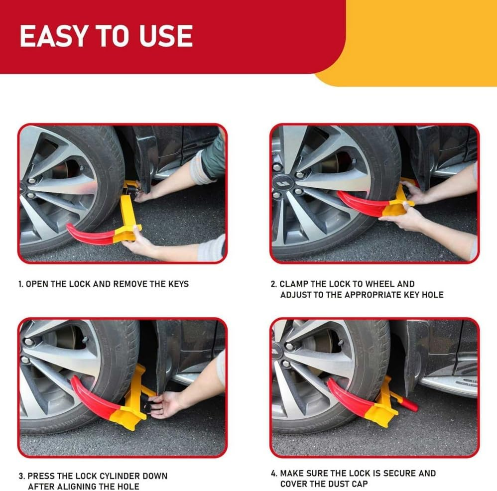 Universal Wheel Lock,Heavy Duty Trailer Lock Wheel Clamp,Universal Security,Adjustable Heavy-Duty Security Tires Anti-Theft Lock,Tire Lock anti Theft for Trailers Golf Cart image number 5