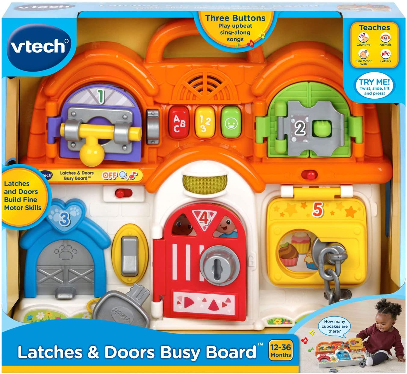 Vtech Latches & Doors Busy Board - Interactive Electronic Board - 517400 Multicolor image number 6