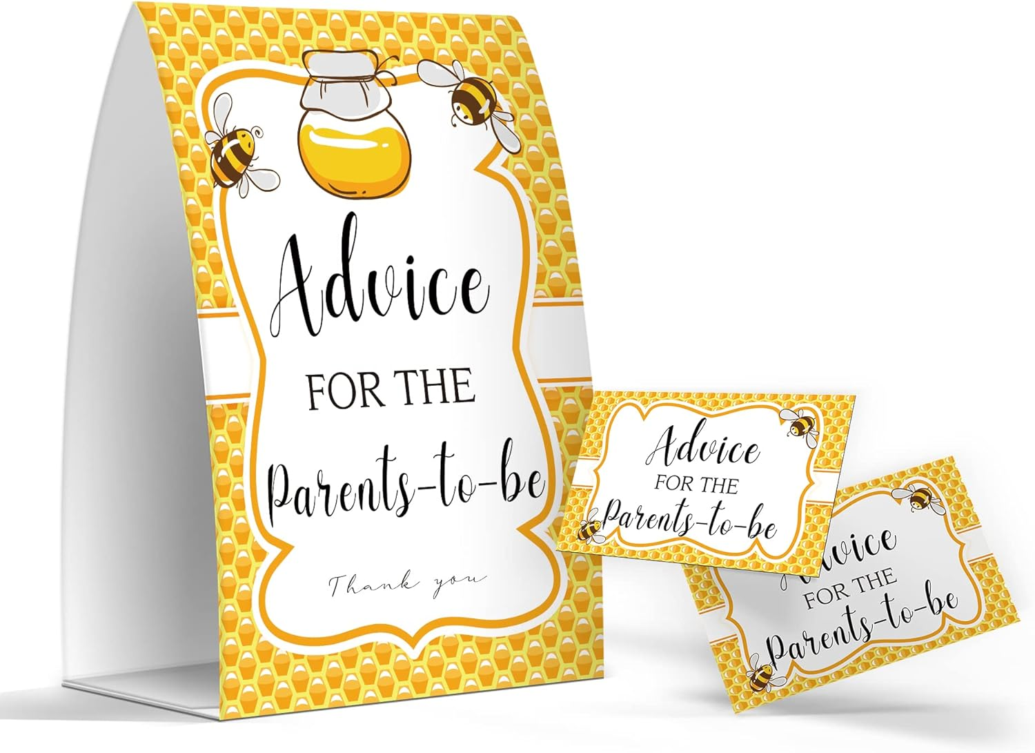 Advice for the Parents-To-Be, Honey Bee Baby Shower Games, Honey Bee Theme Baby Shower, Honey Bee New Parents Advice Cards, New Mom & Dad Keepsakes - One Sign + 50 Cards (GES20)