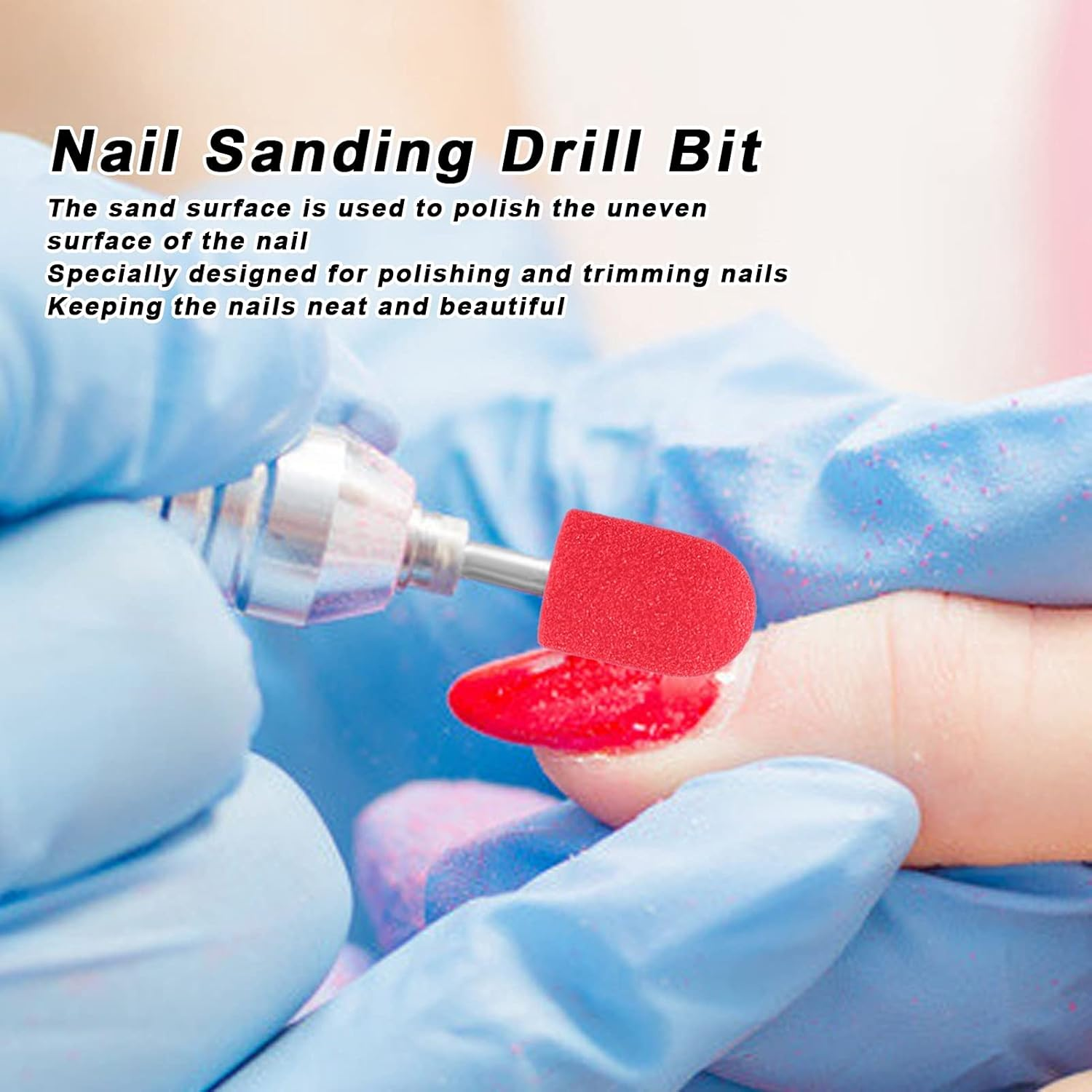20Pcs Sanding Bands for Nail Drill, Electric Colored Professional Fine Sanding Bands, Polishing and Nail Polish Remover, 0.6X1Inch with 1 Shaft, for Manicures, Pedicure, Salon (Deep Red) image number 5