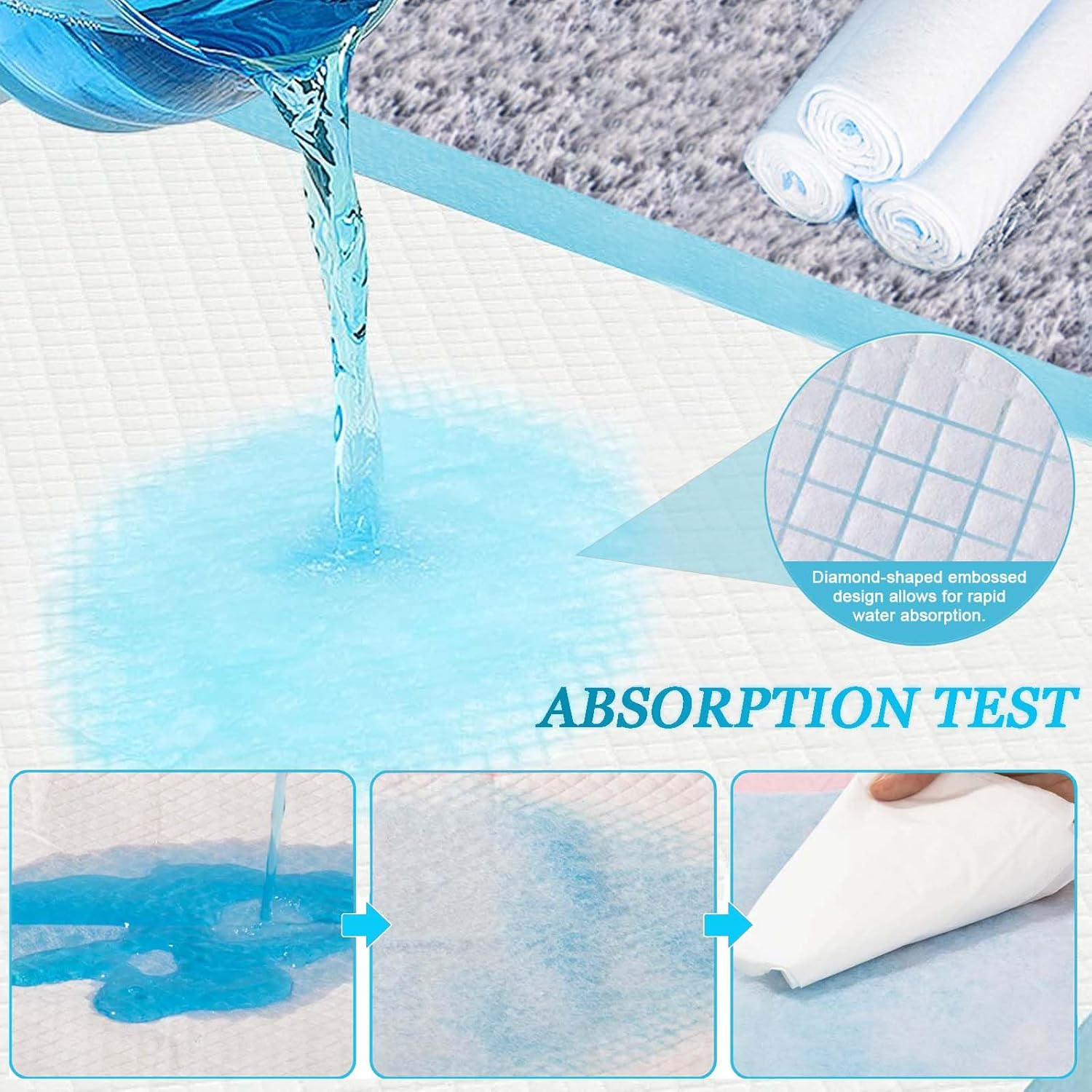 100 Pcs Baby Disposable Underpad Disposable Changing Pads for Baby Waterproof Portable Diaper Changing Pad,Quick Drying Features Breathable for Newborn -Protector Mat (17Inx13In) image number 2