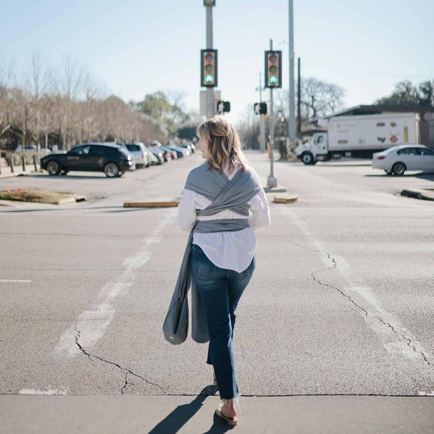 Ling-Luo Baby Wrap Carrier, Easy to Wear Soft Baby Carrier, Lightweight Hands Free Baby Sling, Adjustable Baby Carriers for Newborn to Toddler 8-35 Lbs(Grey)