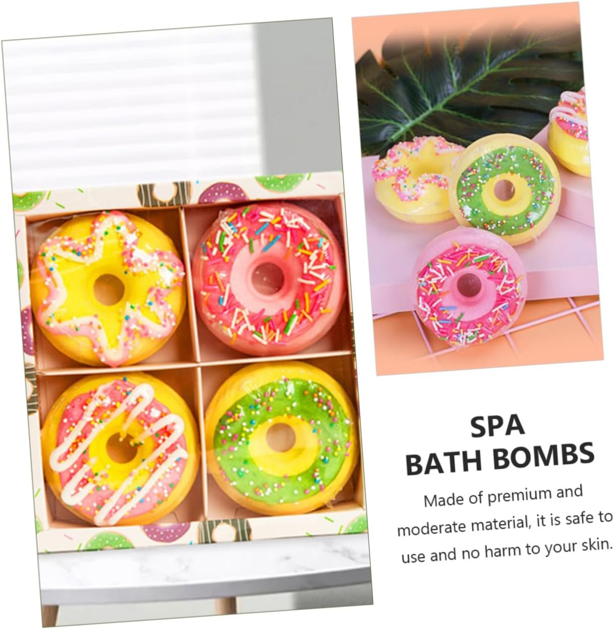MERRYHAPY 4Pcs 100G Doughnut Shape Bath Balls Assorted Natural Bath Salts for Spa and Relaxation Moisturizing for Ages Random Style image number 2