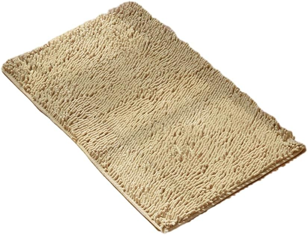 WUISOLQP Strong Water Absorption for Bathroom - Chenille Bath Rug Soft Texture Polyester Absorbent Floor Mat Bath Mat Bedroom, Red, 40Cm*60Cm