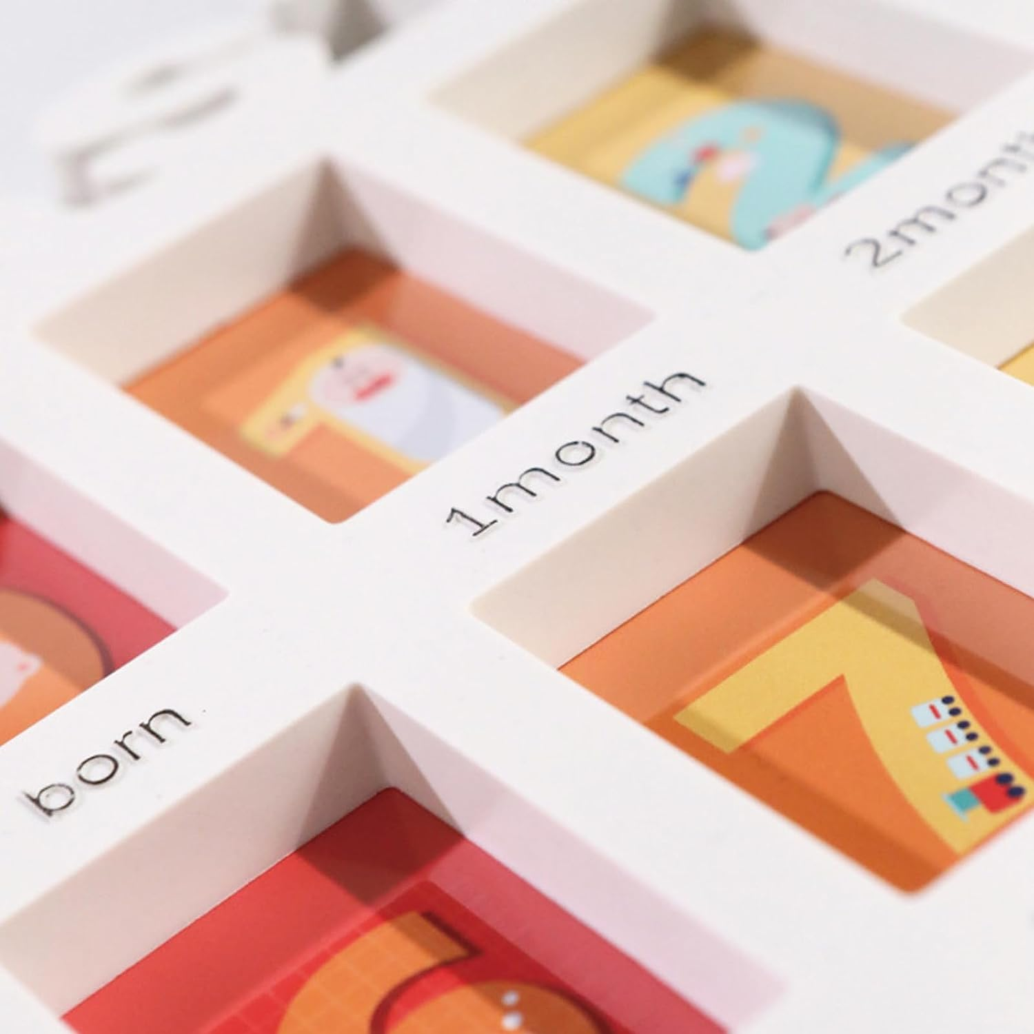 My First Year Collage Photo, Baby Milestone Keepsake Newborn Baby Registry Newborn Photo Frame Baby'S Monthly Growth Baby Photo Frame Durable Polished 12 Month Small Picture Frames(Blue) image number 2