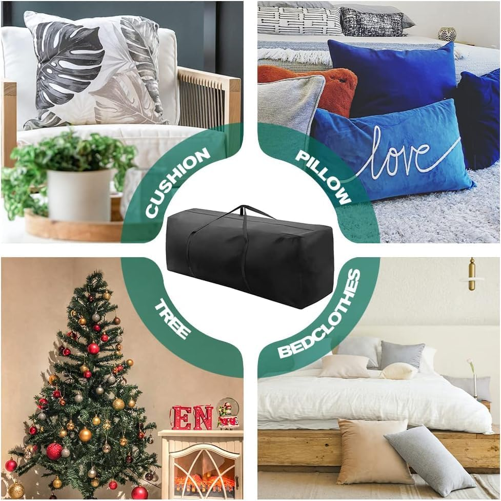Patio Cushion Cover Storage Bag Water-Resistant Outdoor Rectangular Storage Bag with Handles for Furniture Cushions, Patio Furniture Seat, Christmas Tree (116 * 47 * 51CM) image number 1